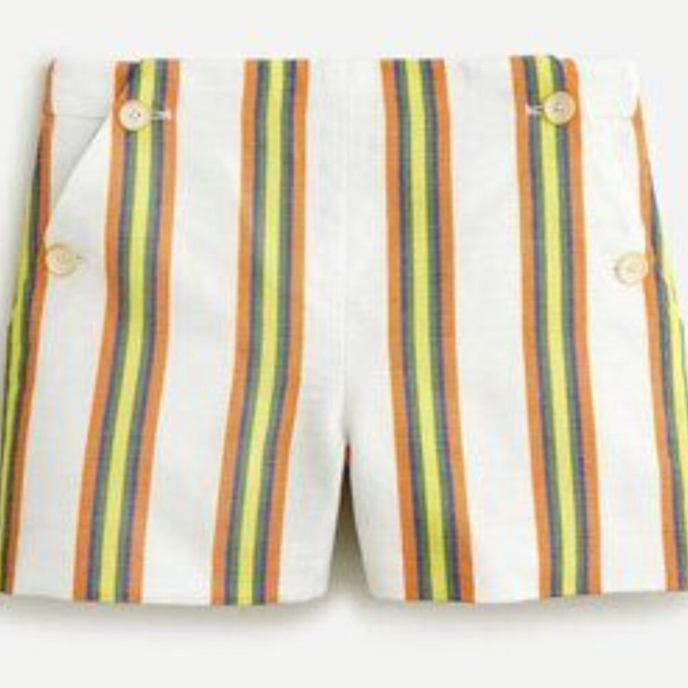 NWT J Crew Ivory, Blue, Yellow, Green Stripe Sailor Shorts- size 00